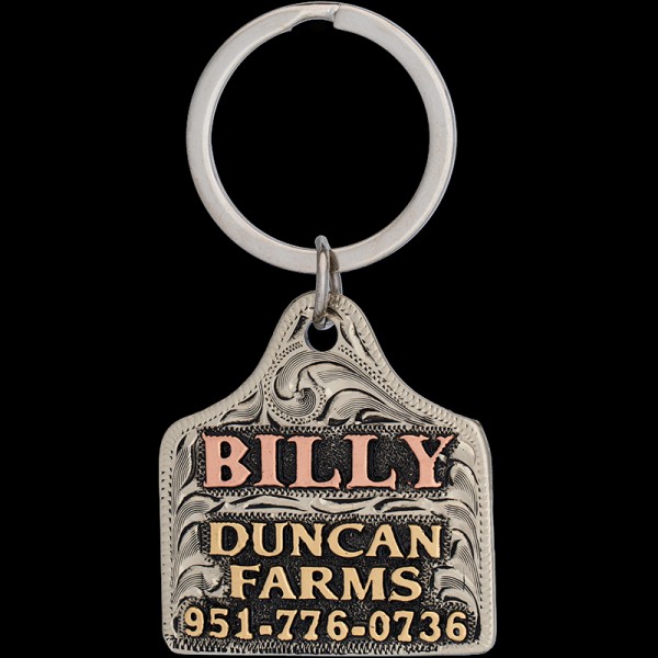 The Billy Custom Dog Tag! Crafted from a durable  German silver base, featuring a striking combination of copper and jewelers bronze letters. Order now!